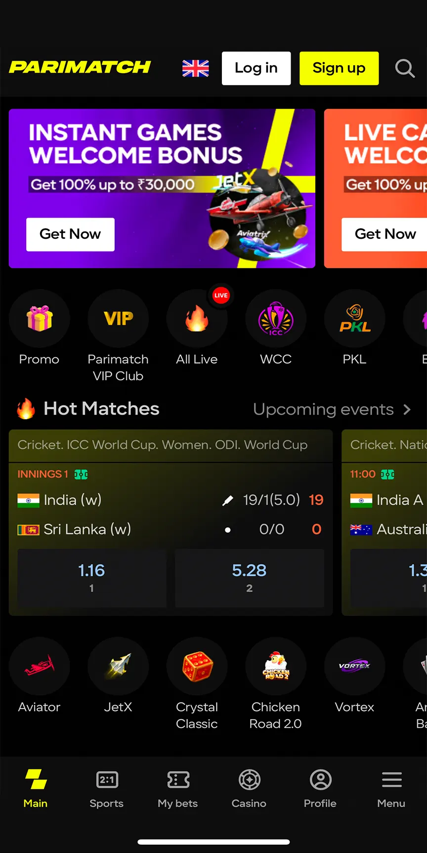 Visit the official Parimatch page to download the app on iOS.